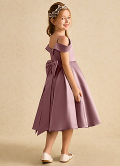 Azazie Favia Flower Girl Dresses Dusty Rose A-Line Off the Shoulder Matte Satin Dress image3