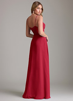 Azazie Terese Bridesmaid Dresses Scarlet A-Line Pleated Chiffon Dress image2