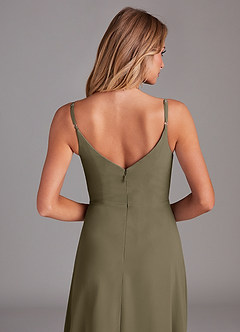 Azazie Daenerys Bridesmaid Dresses Willow Green A-Line Cowl Chiffon Dress image7