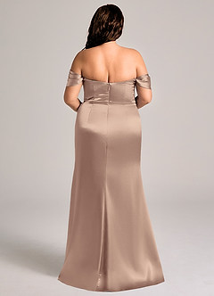 Azazie Saige Vestidos de damas de honor Vestido de Gris Pardo de Satén Metálico de Corte Recto Convertible con Vestidos sin tirantes image10