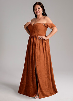 Azazie Denisse Suknie dla druhen Linia A Marszczony Kwiatowe wypalenie Do ziemi Sukienka image11