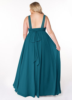 Azazie Kora Jurken voor bruidsmeisjes Jurk van Chiffon met A-Lijn Geplooid Inkt Blauw image8