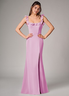 Azazie Callie Robes de demoiselle d'honneur Robe Sirène Convertible en Mousseline de soie Fente Latérale Rose Bonbon image1