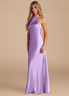 Azazie Doretta Bridesmaid Dresses Lilac Mermaid Bow Metallic Satin Dress image4