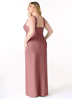 Azazie Denice Bridesmaid Dresses Desert Rose Sheath Pleated Chiffon Dress image12