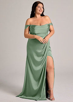 Azazie Johana Bridesmaid Dresses Matcha Mermaid Off the Shoulder Stretch Satin Convertible Dress image11
