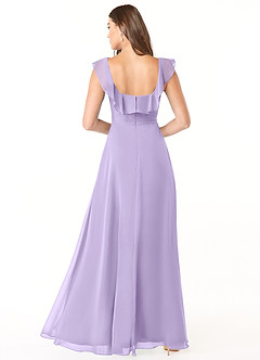 Azazie Jinny Bridesmaid Dresses Lilac A-Line Square Neckline Ruched Chiffon Dress image4
