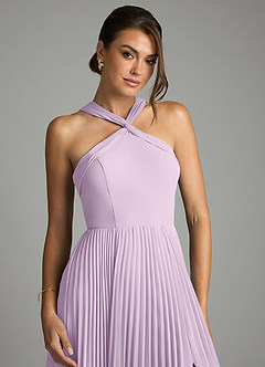 Azazie Afra Abiti da Damigella Abito A-Line in Chiffon Plissettato Lilla Glassato image5
