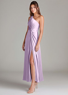 Azazie Brooke Robes de demoiselle d'honneur Robe Trapèze en Satin extensible Asymétrique Frostiges Flieder image6