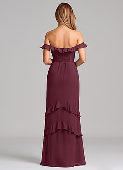 Azazie Marilynn Final Sale Cabernet Mermaid Off the Shoulder Chiffon Dress image2