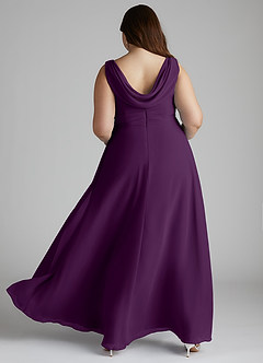 Azazie Karina Bridesmaid Dresses Grape A-Line Pleated Chiffon Dress image9