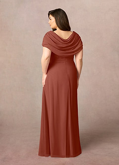 Azazie Mary Mother of the Bride Dresses Auburn A-Line Side Slit Chiffon Dress image9