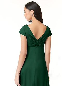 Azazie Allessia Maternity Bridesmaid Dresses A-Line Pleated Stretch Satin Floor-Length Dress image7