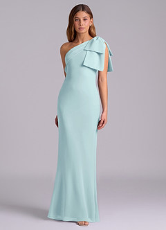 Azazie Yuanna Bridesmaid Dresses Sea Glass Mermaid One Shoulder Chiffon Dress image5