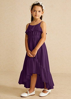 Azazie Karmen Flower Girl Dresses Grape A-Line Ruched Chiffon Dress image2
