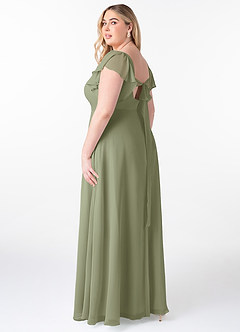 Azazie Syenna Robes de demoiselle d'honneur Robe Trapèze en Mousseline de soie Rayé Pistache image9