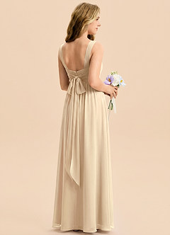 Azazie Kora Junior Champagne A-Line Pleated Chiffon Dress image2