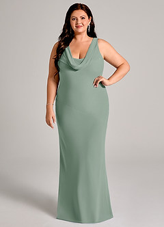 Azazie Rylina Bridesmaid Dresses Silver Sage Mermaid Pleated Chiffon Dress image7