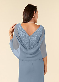 Azazie Laina Mother of the Bride Dresses Dusty Blue Mermaid Lace Chiffon Dress image6