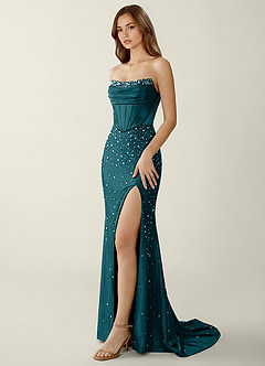 Esme Peacock Two-piece Corset Stretch Satin Mermaid Prom Dress image4