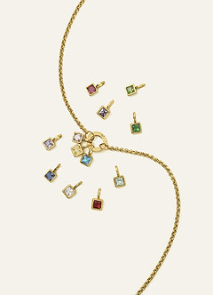 front 18K Gold Plated Charm Birthstone Necklace
