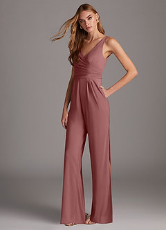 Azazie Ida Abiti da Damigella Tuta in Chiffon Elasticizzato Plissettato Rosa Del Deserto image1