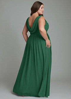 Azazie Novi Vestidos de damas de honor Vestido Verde Oscuro de Gasa de Línea A con Plisado image8