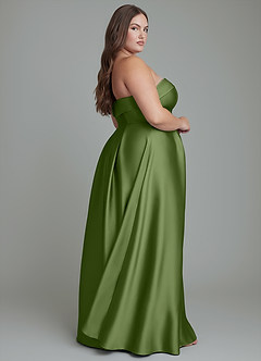 Azazie Lucienne Vestidos de damas de honor Vestido Enebro de Satén Elástico de Línea A Convertible con Palabra de honor image15