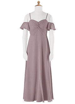 Azazie Juna Junior Robe Trapèze en Mousseline de soie Épaule décolletée Crépuscule image6
