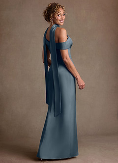 Azazie Kamala Vestidos para mãe da noiva Vestido Crepúsculo de Cetim elástico de Bainha com Um ombro image5