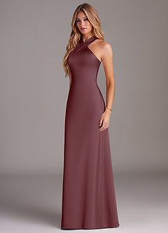 Azazie Doretta Bridesmaid Dresses Sangria Mermaid Pleated Stretch Satin Dress image4