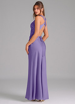 Azazie Evadne Bridesmaid Dresses Tahiti Sheath Pleated Stretch Satin Dress image5