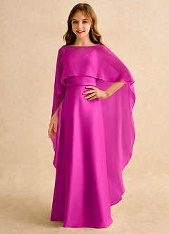 Azazie Fishie Girls Formal Flower Girl Dresses Fuchsia A-Line Matte Satin Dress image1