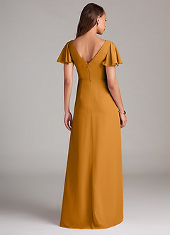 Azazie Soren Bridesmaid Dresses Butterscotch A-Line Ruched Chiffon Dress image2