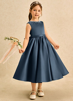 Azazie Doodle Flower Girl Klänningar Klä Balklänning i Matt satäng Rosett image3