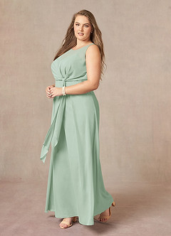 Azazie Marchioness Mother of the Bride Dresses A-Line Scoop Pleated Chiffon Floor-Length Dress image9