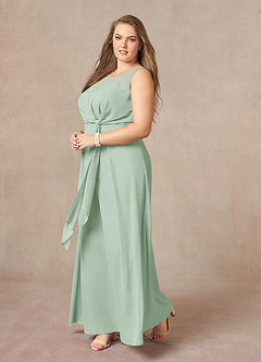 Azazie Marchioness Kleider für die Brautmutter A-Linie Schaufel Gefaltet Chiffon Kleid Agave image9