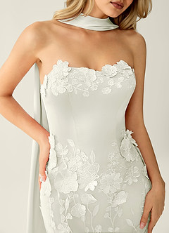 Wrensincia White 3D Flower Lace Satin Prom Dress image5