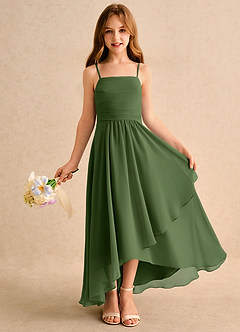 Azazie Twilight Dance Girls Formal Blumenmädchenkleider A-Linie Plissee Chiffon Kleid Olivgrün image1