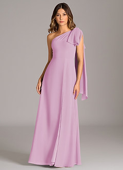 Azazie Tella Jurken voor bruidsmeisjes Jurk van Chiffon met A-Lijn One-Shoulder Snoep Roze image2
