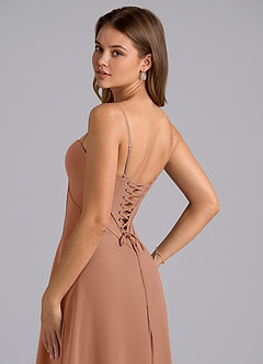 Azazie Valentine Bridesmaid Dresses Bronzer A-Line Corset Chiffon Dress image6