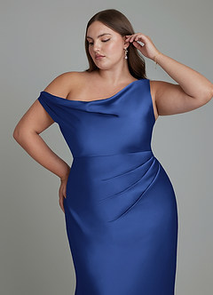 Azazie Emerson Brudtärnklänningar Klänning av Sjöjungfru i Stretch Satin Off the shoulder Kungsblå image12