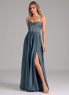 Azazie Tyla Robes de demoiselle d'honneur Robe Trapèze en Satin extensible Encolure en Forme de Cœur Violet Crépusculaire image4