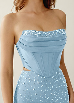 Esme Sky Blue Two-piece Corset Stretch Satin Mermaid Prom Dress image5