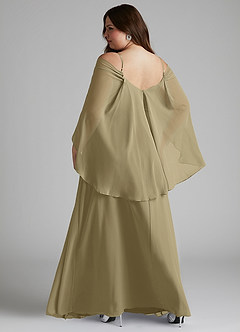Azazie Cienna Bridesmaid Dresses Moss Green A-Line Off the Shoulder Chiffon Dress image8