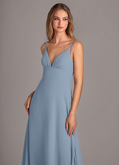 Azazie Amina Final Sale Dusty Blue A-Line Chiffon Dress image5