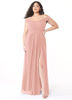 Azazie Audrianna Bridesmaid Dresses Rosette A-Line Off-The-Shoulder Gathered Chiffon Convertible Dress image7
