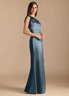 Azazie Rinna Bridesmaid Dresses Twilight Mermaid Ruched Metallic Satin Dress image3