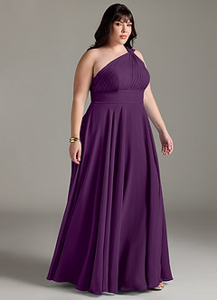 Azazie Charlize Bridesmaid Dresses Grape A-Line One Shoulder Chiffon Dress image10