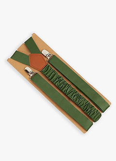 front Matching Matte Satin Bow Tie & Suspenders Set